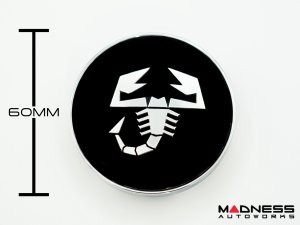 Center Wheel Caps - Black w/ Silver ABARTH Scorpion - 60mm